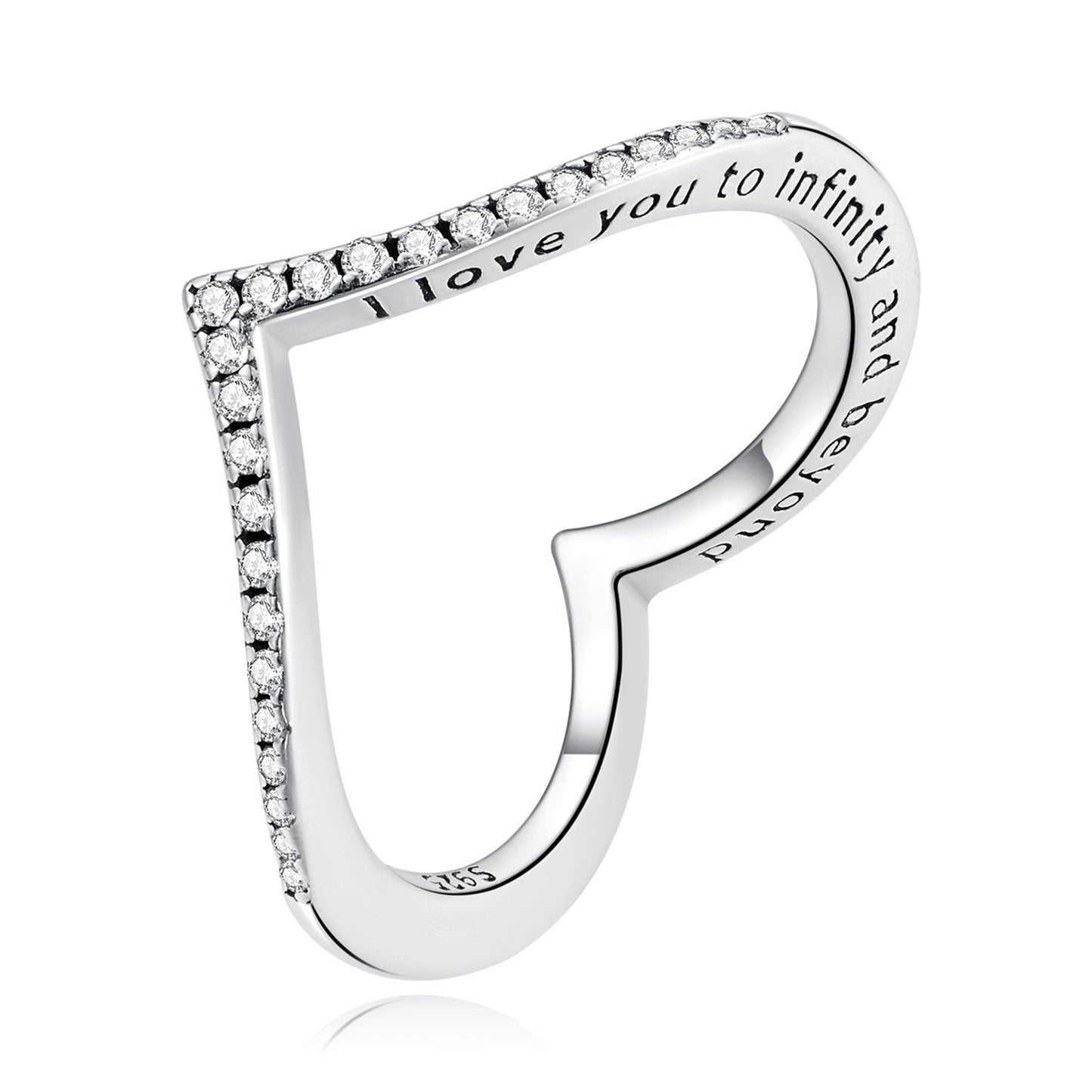 925 Sterling Silver Oxidized Size 6.0 Pavé CZ Ring for Women