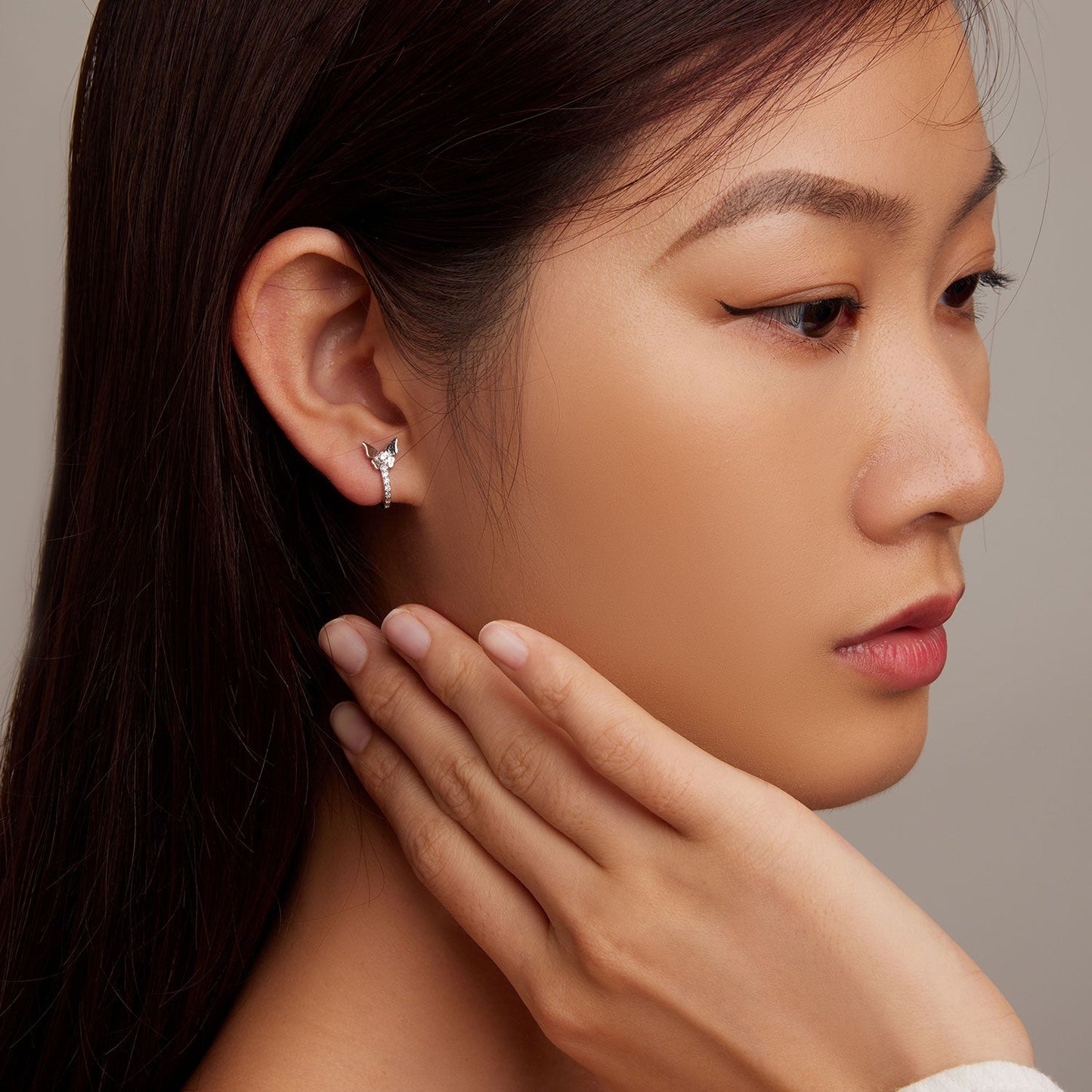 S925 Sterling Silver Small Platinum Plated Earrings with Pavé Setting CZ