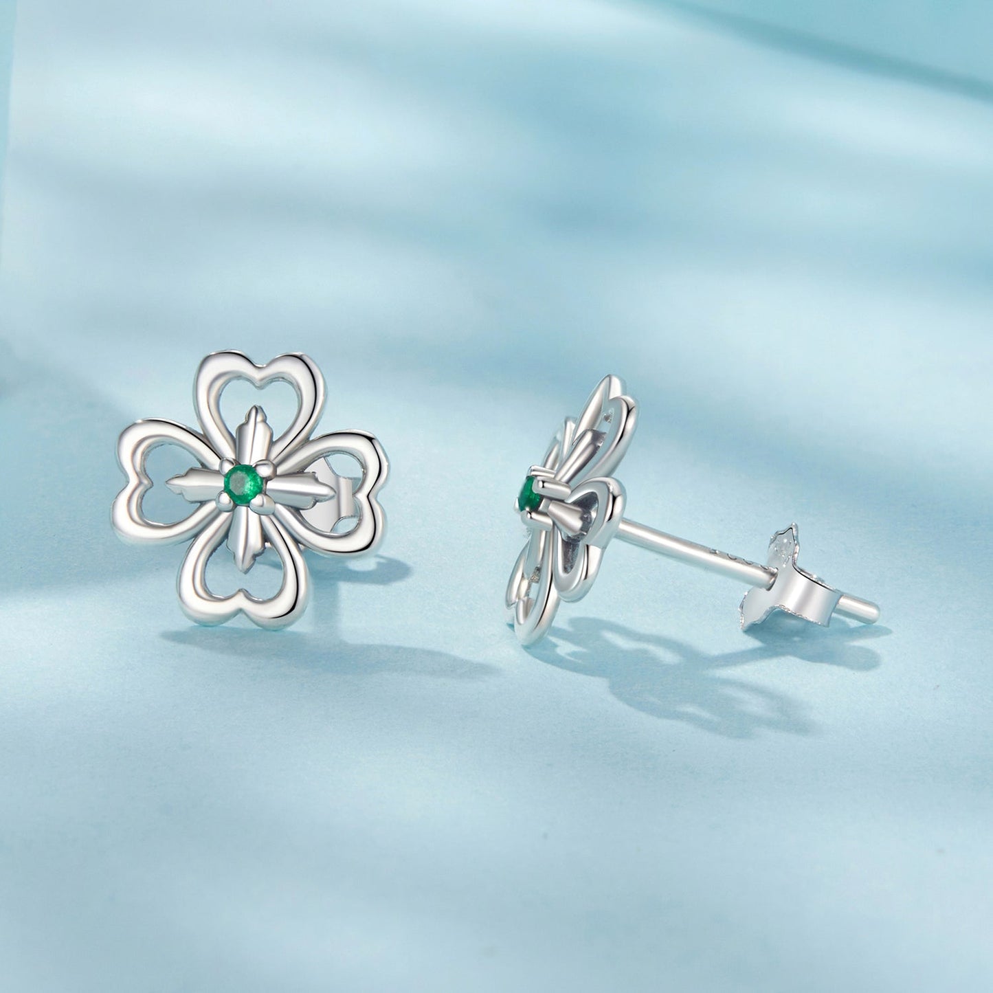 925 Sterling Silver Earrings with Pavé Setting CZ, 0.9cm, Oxidized Silver for Women