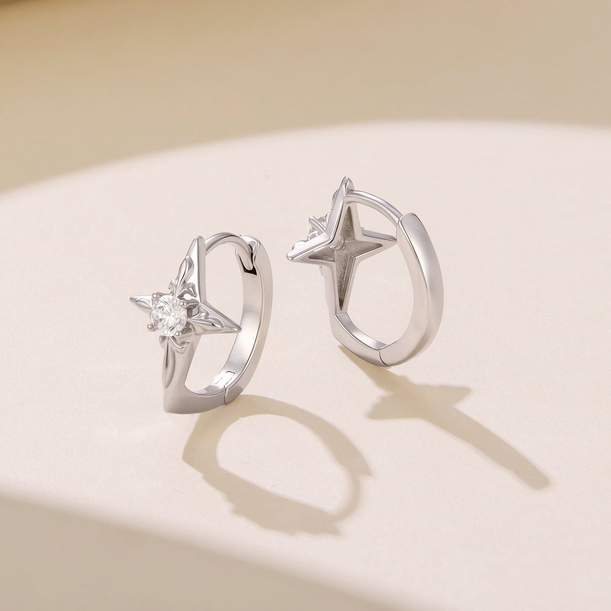 925 Sterling Silver White Gold Plated CZ Pavé 1.5 x 1.0 cm Hoop Earrings for Women