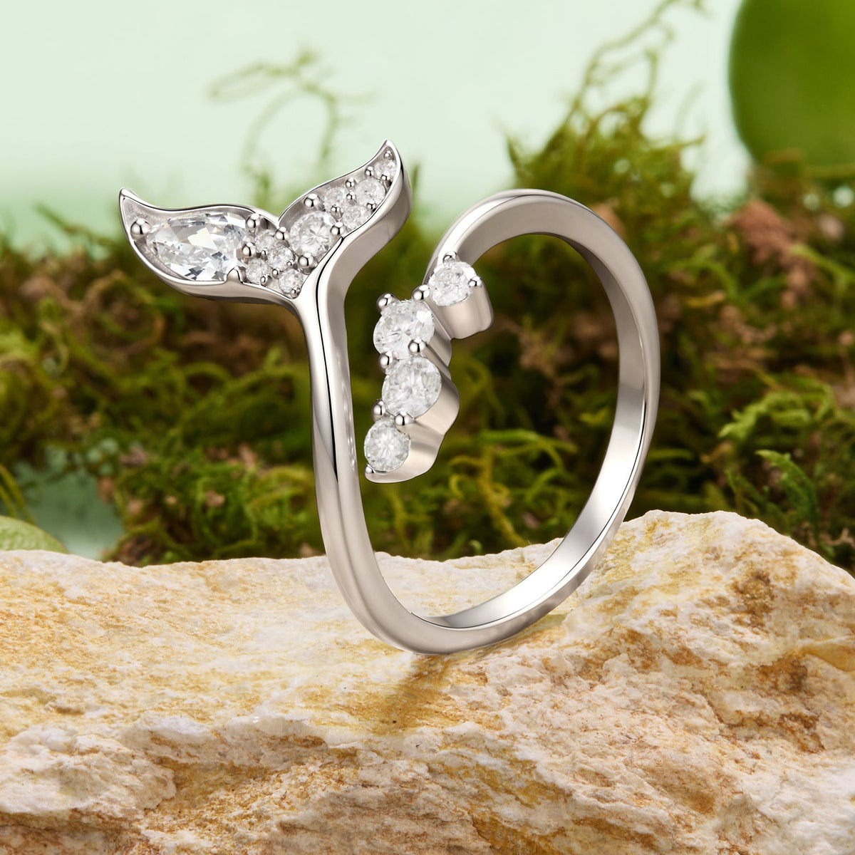 925 Sterling Silver White Gold Plated Size E Moissanite Ring for Women