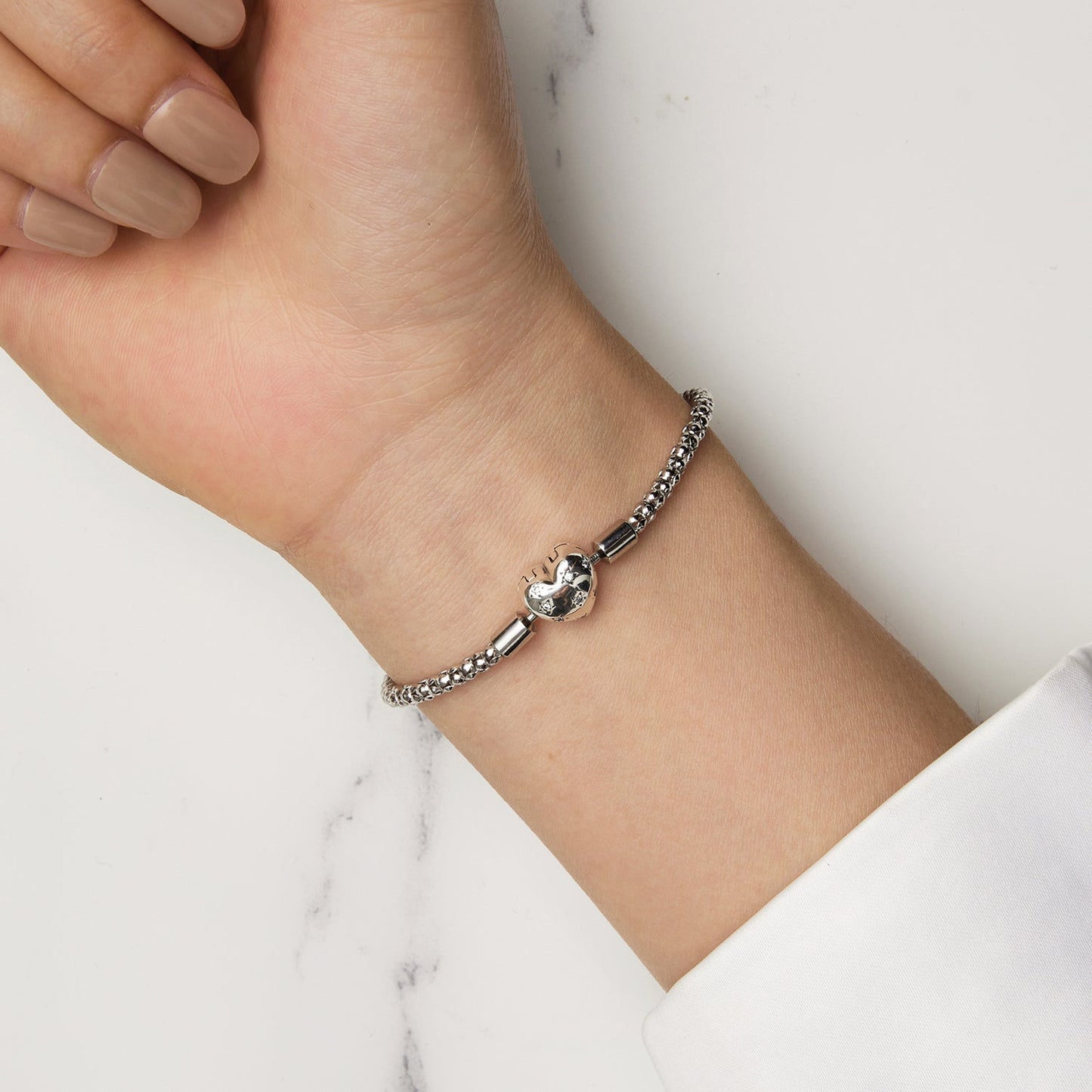 925 Sterling Silver Oxidized Silver Bracelets 17.0 Size with CZ for Women