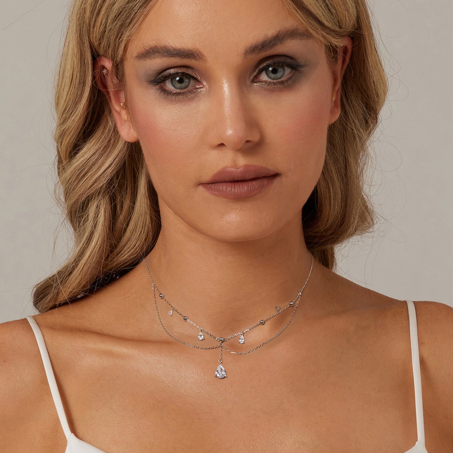 925 Sterling Silver 400mm CZ Pavé Setting Necklace for Women