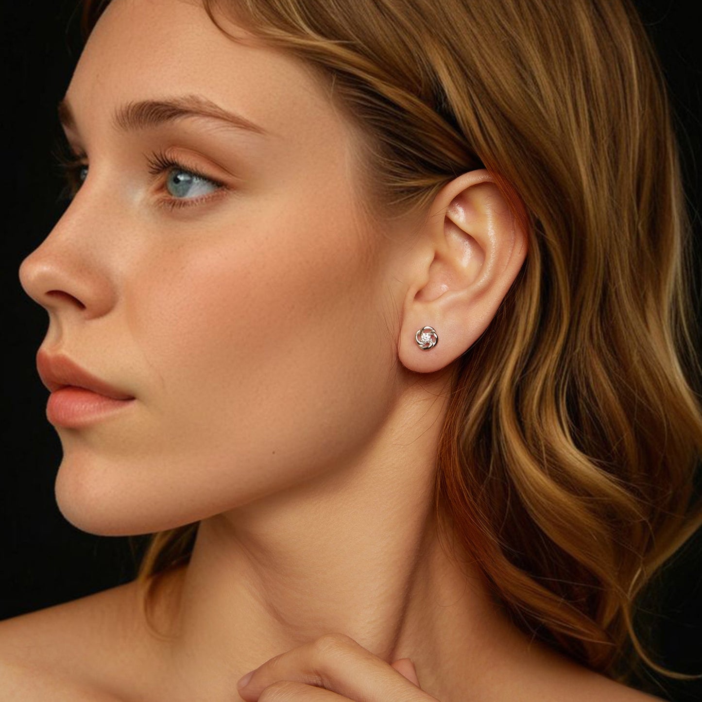 925 Sterling Silver Moissanite Earrings, 0.3cm, White Gold Plated, for Women