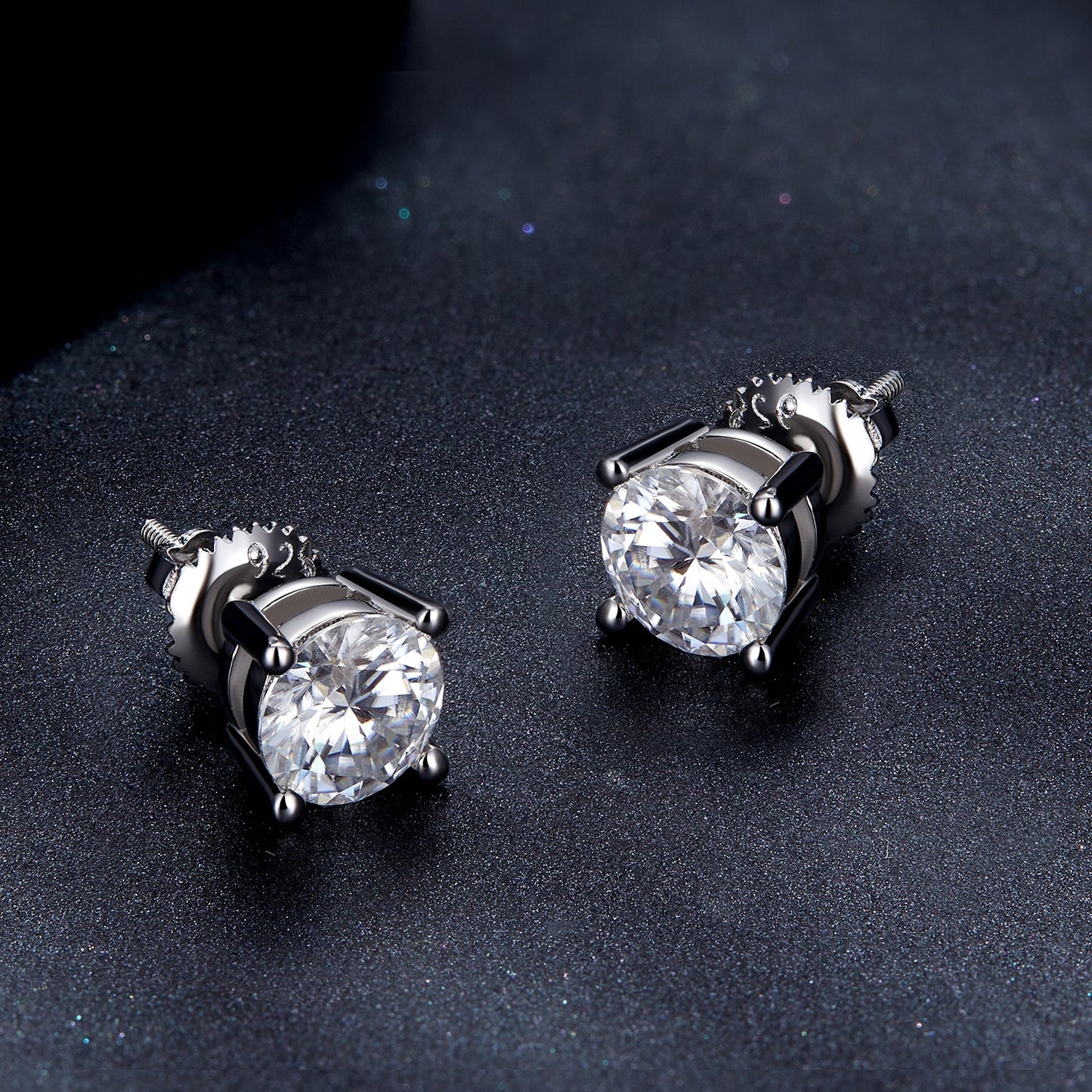 925 Sterling Silver Earrings with Moissanite in Style S, 0.5cm for Women