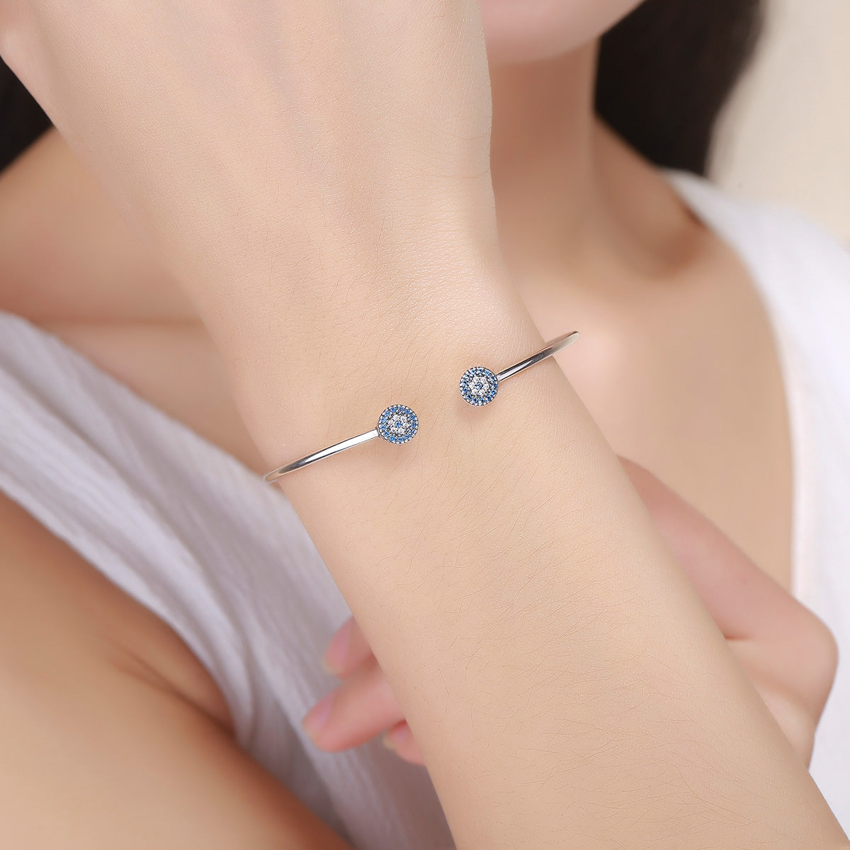 925 Sterling Silver Bracelet with Outer Diameter 6cm and Wall Thickness 0.2cm for Women
