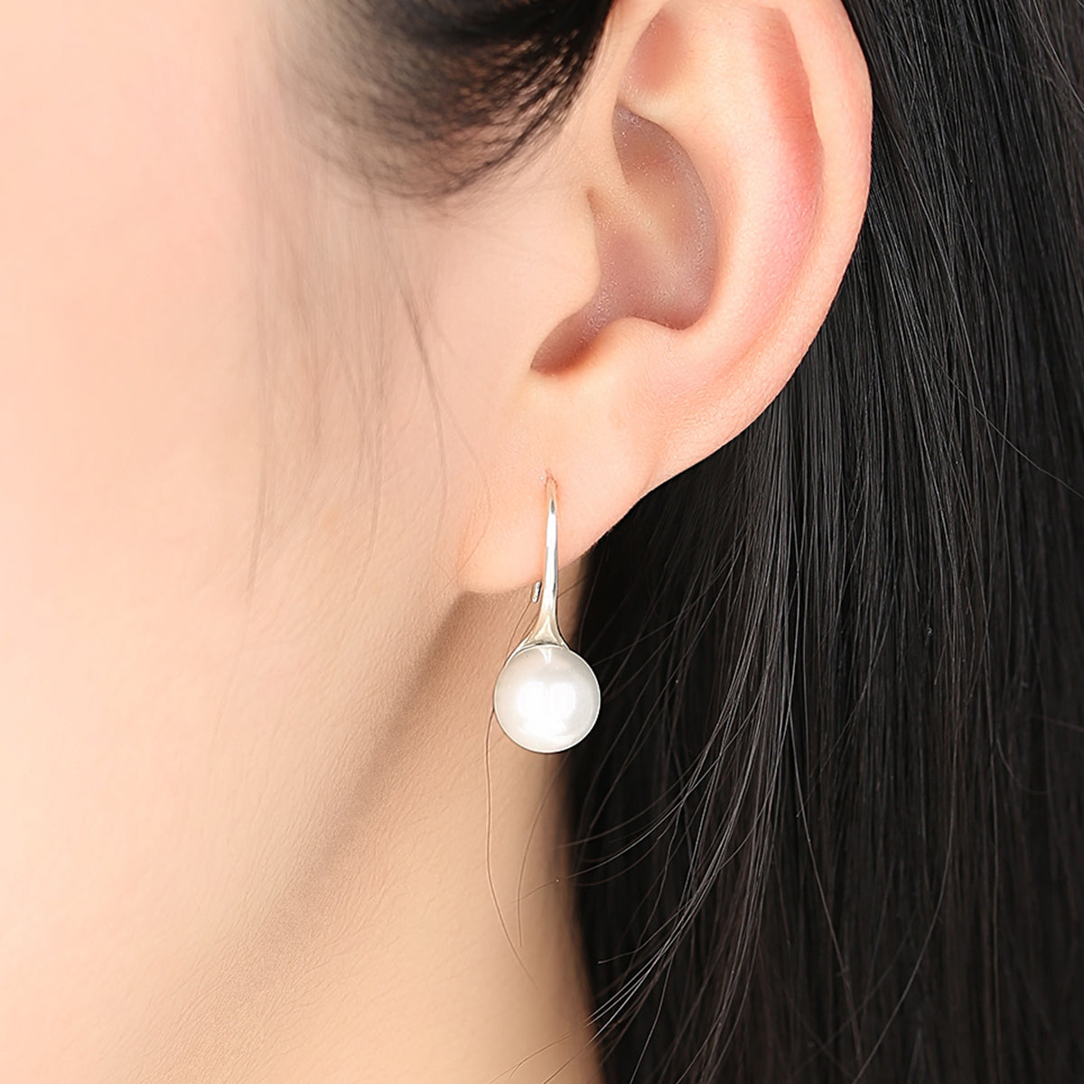 925 Sterling Silver Genuine Shell Pearl Earrings for Women