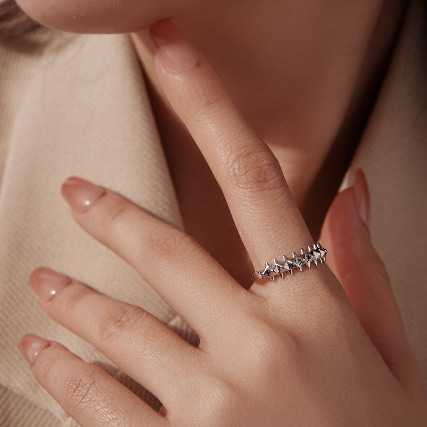 925 Sterling Silver + Plated White Gold 0.24cm Ring for Women