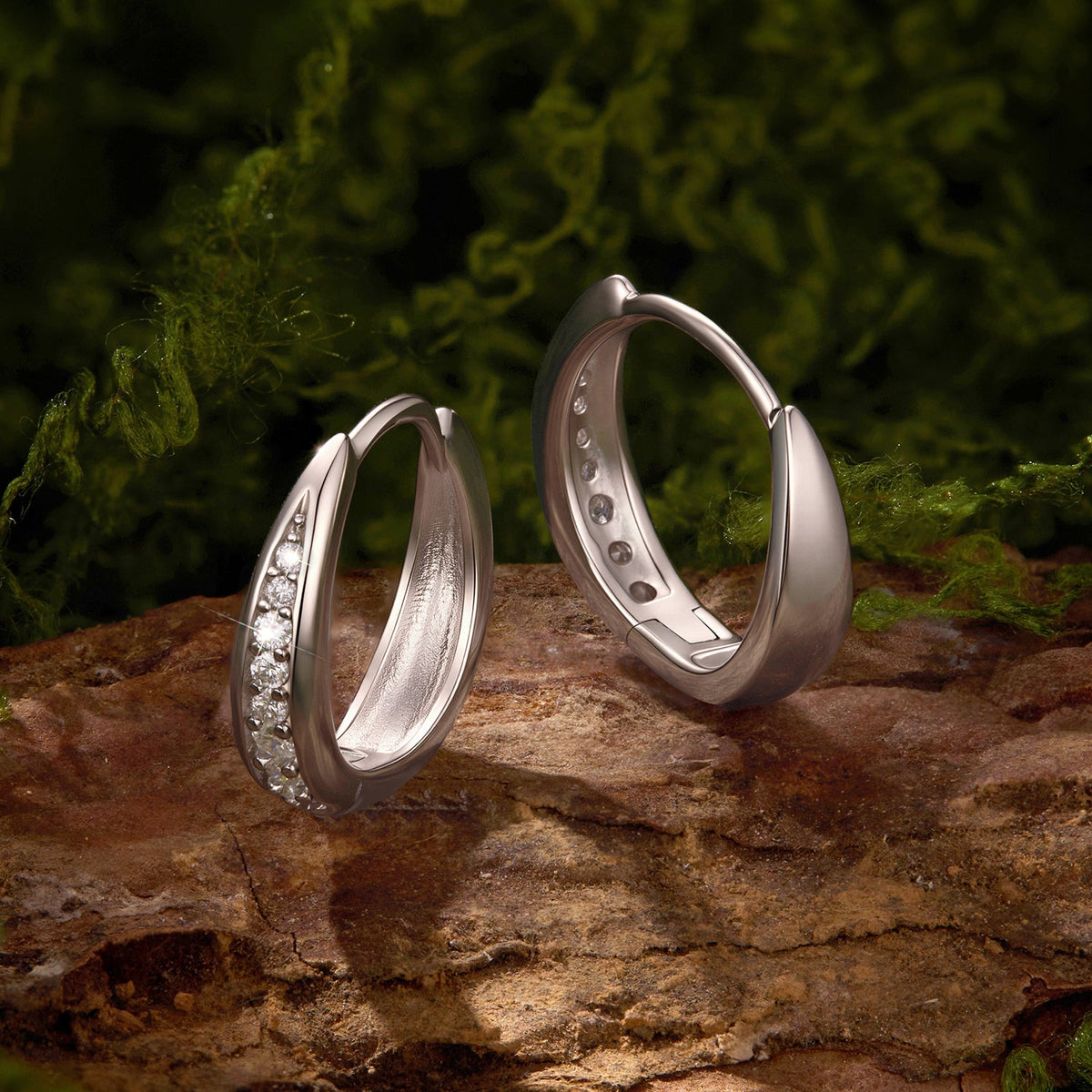 925 Sterling Silver White Gold Plated 1.3cm Moissanite Hoop Earrings for Women