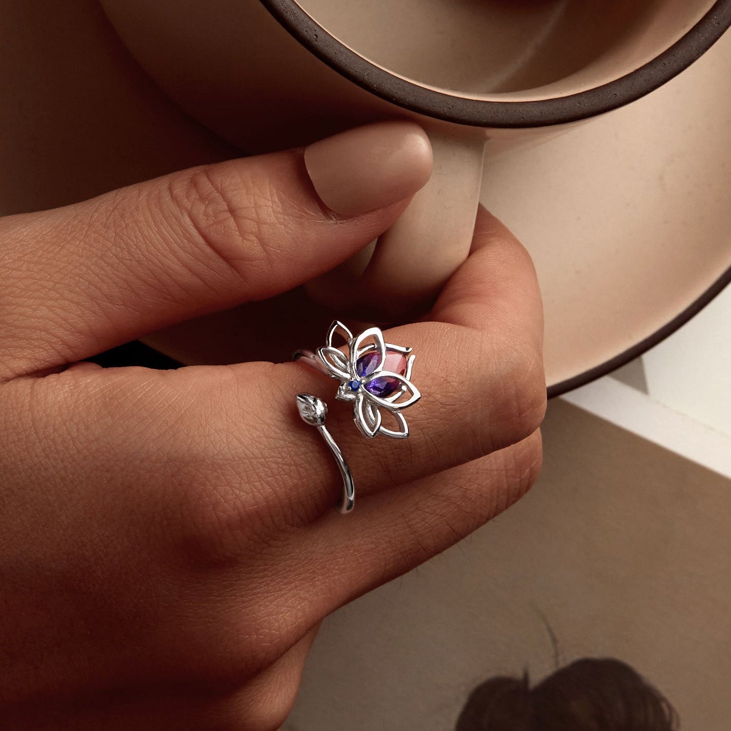 925 Sterling Silver Pavé Setting CZ & Synthetic Tourmaline Ring for Women