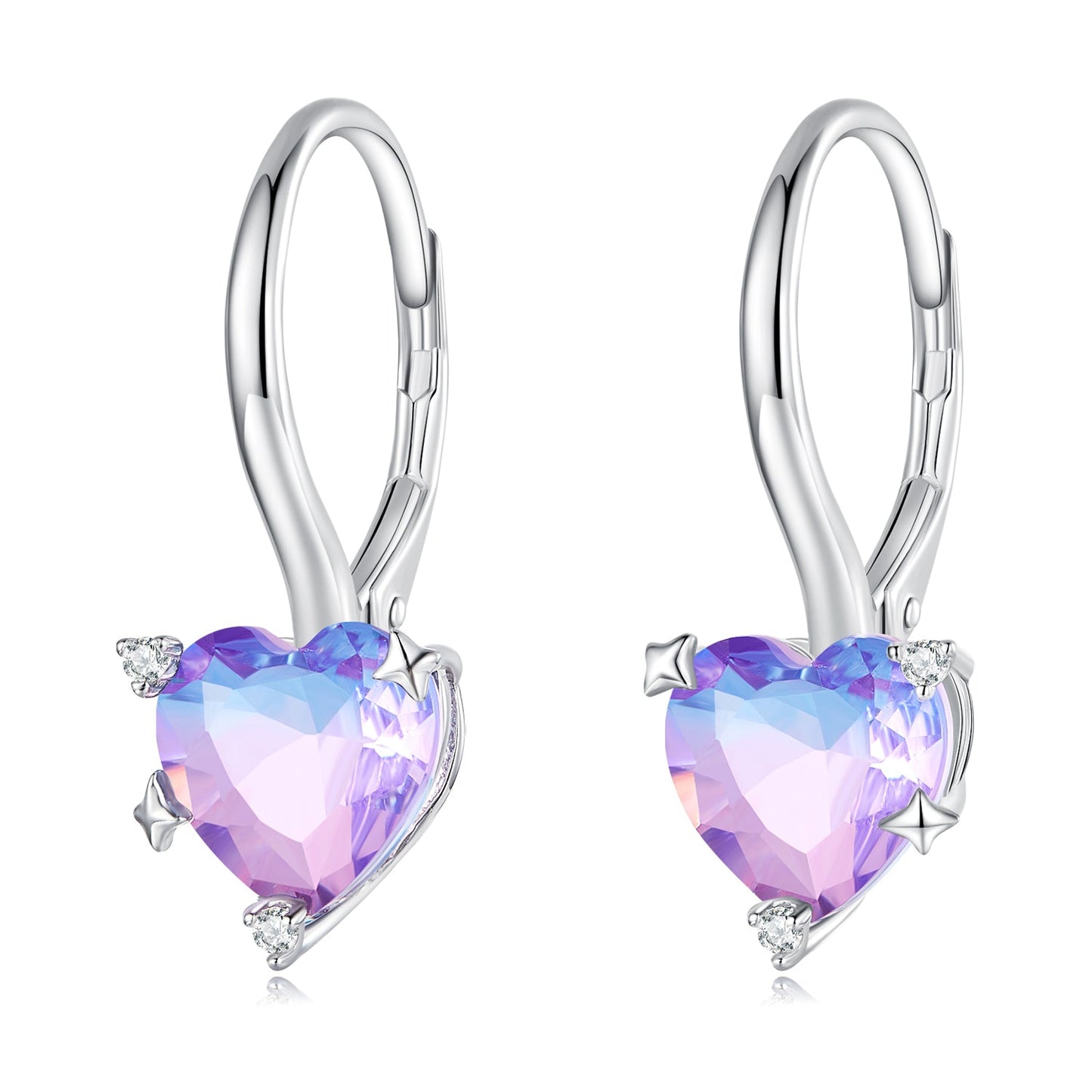 925 Sterling Silver Earrings with Pavé CZ and Plated Platinum Finish