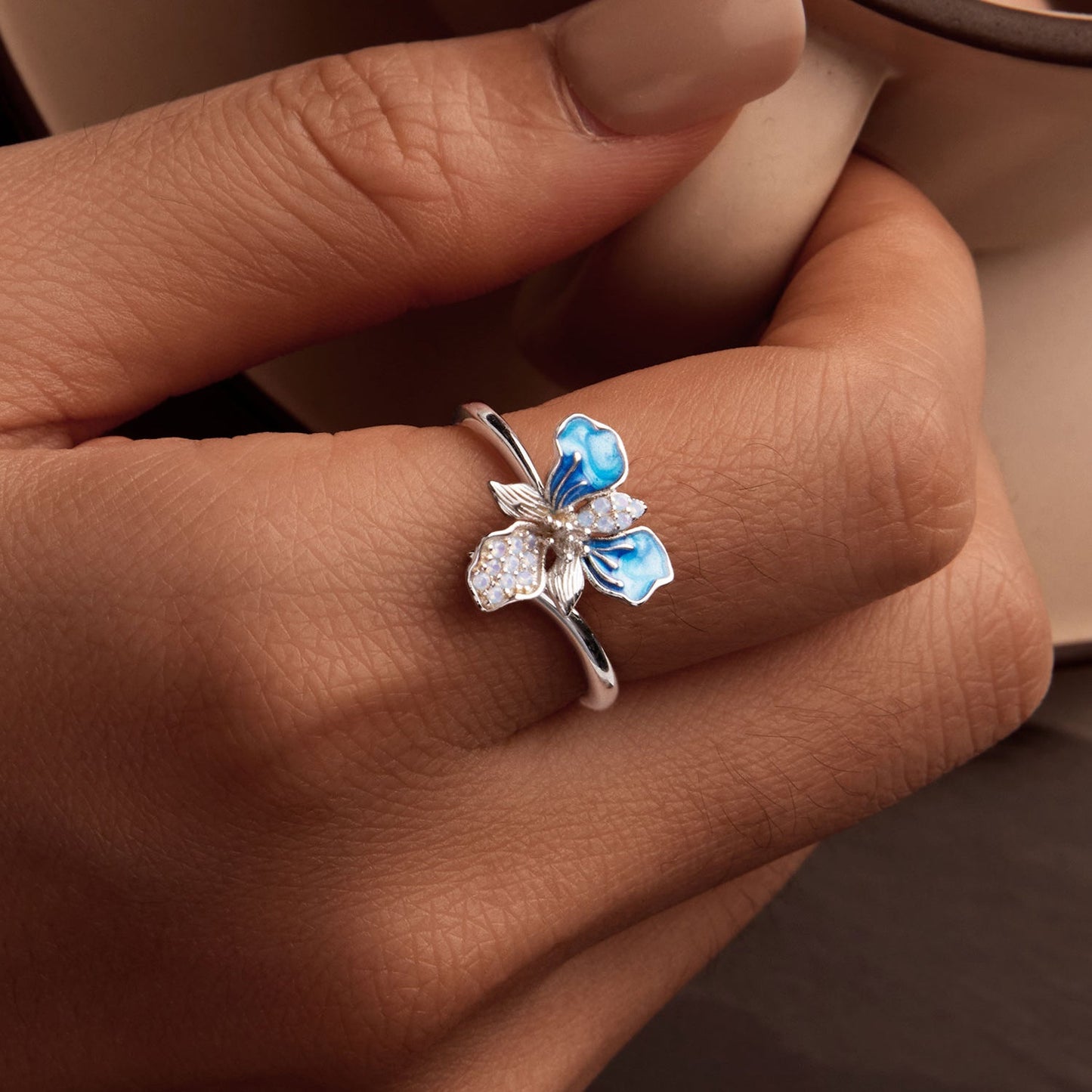 925 Sterling Silver Opal Enamel Ring for Women