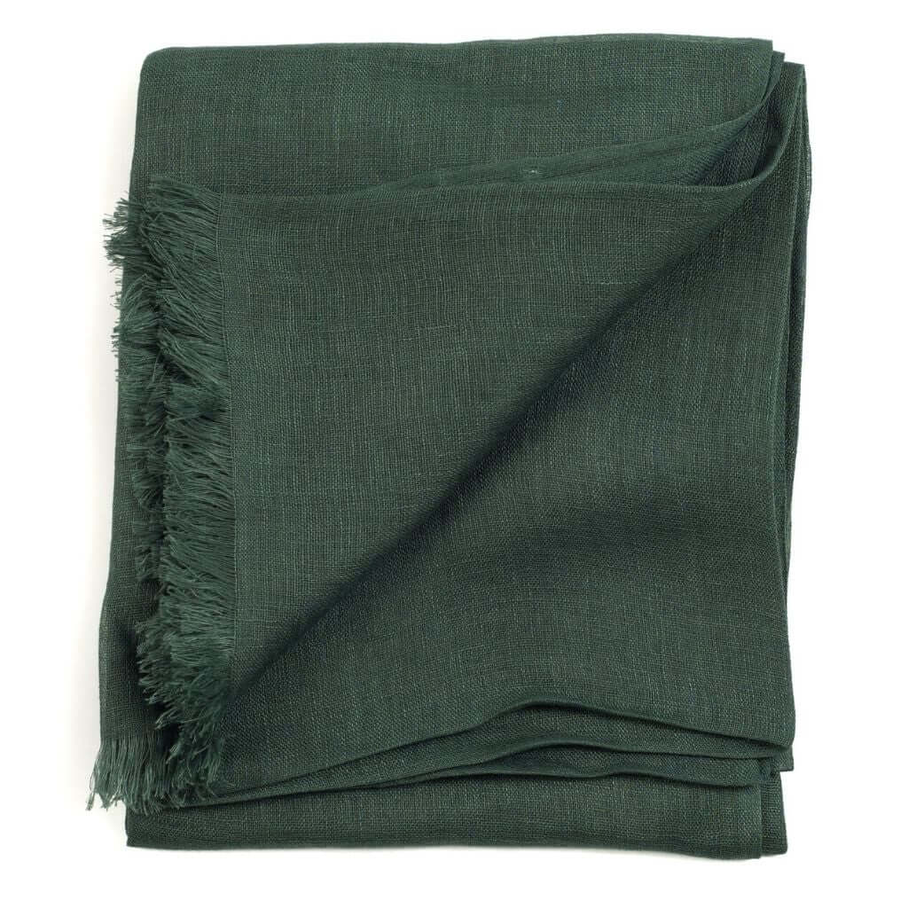 Midnight Navy Blue Hand Woven Linen Silk Blend Scarf