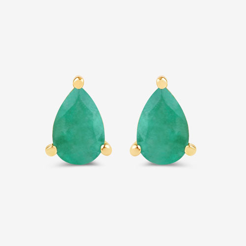 0.70 Carat Genuine Zambian Emerald 10K Yellow Gold Earrings