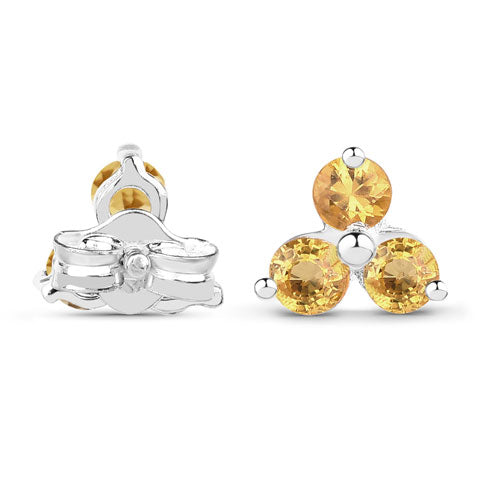 0.72 Carat Genuine Yellow Sapphire .925 Sterling Silver Earrings