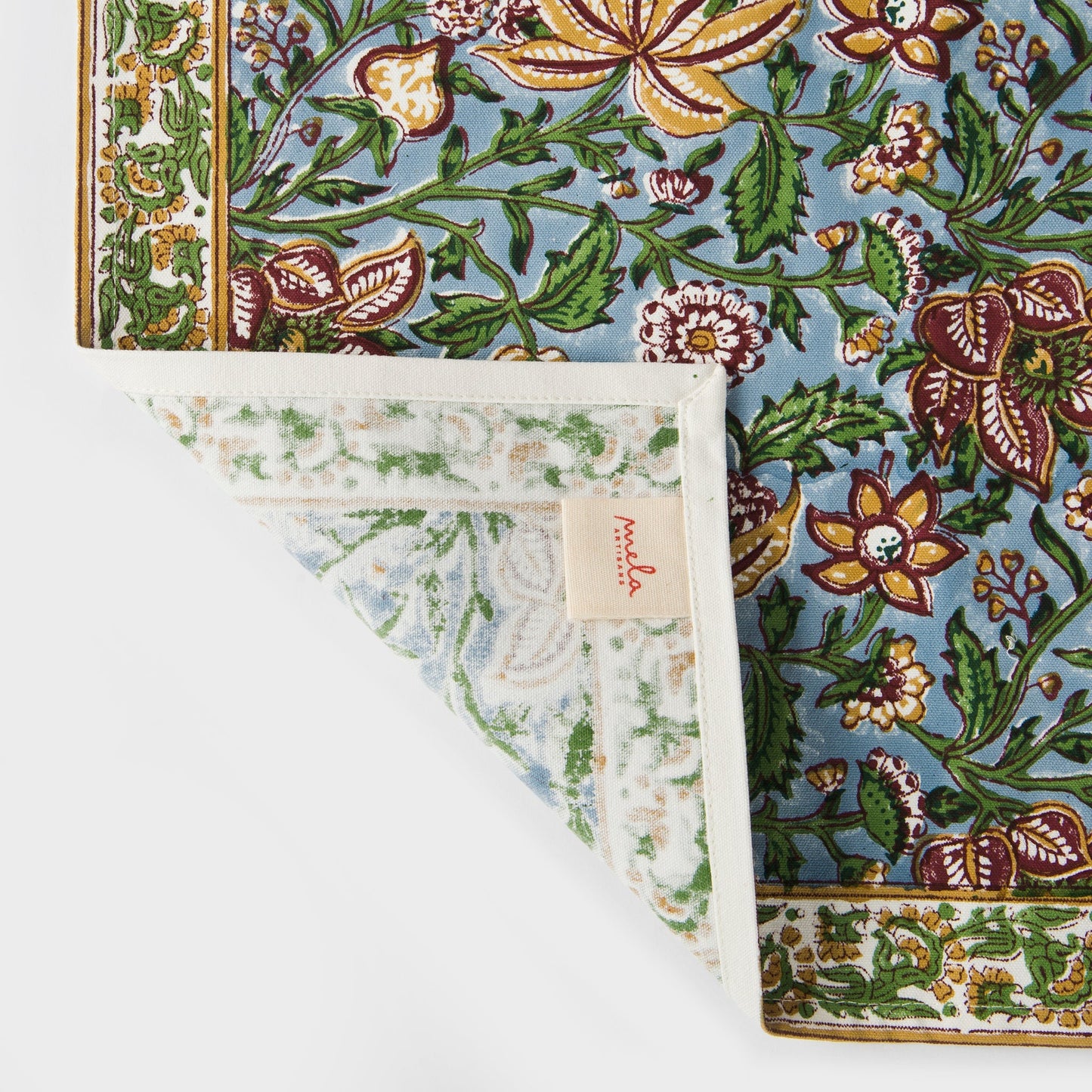 Florin Hand Block Printed Cotton Placemats Set of 4