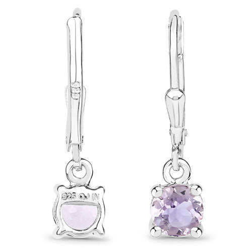 1.00 Carat Genuine Pink Amethyst .925 Sterling Silver Earrings