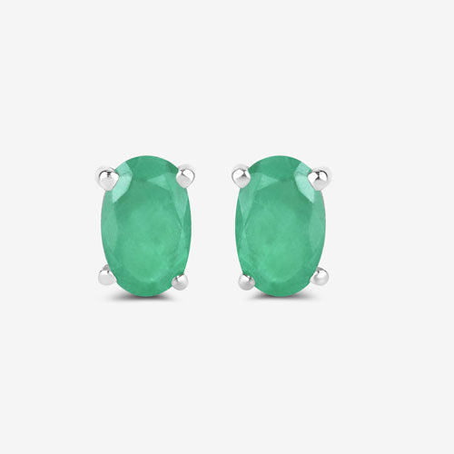 0.38 Carat Genuine Zambian Emerald 10K White Gold Earrings