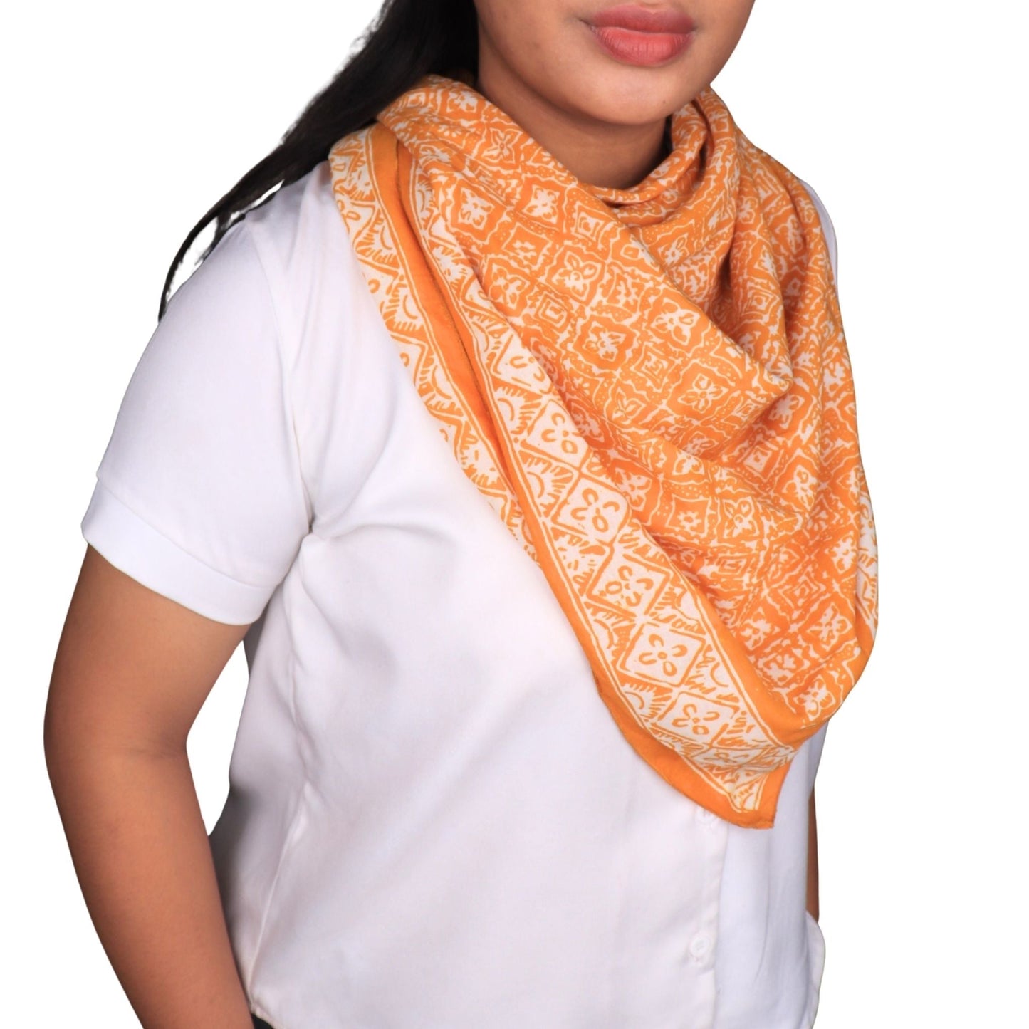 Large 39" Hand Dyed Batik Bandana - Mustard