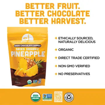 Chocolate Dipped Organic Dried Pineapple