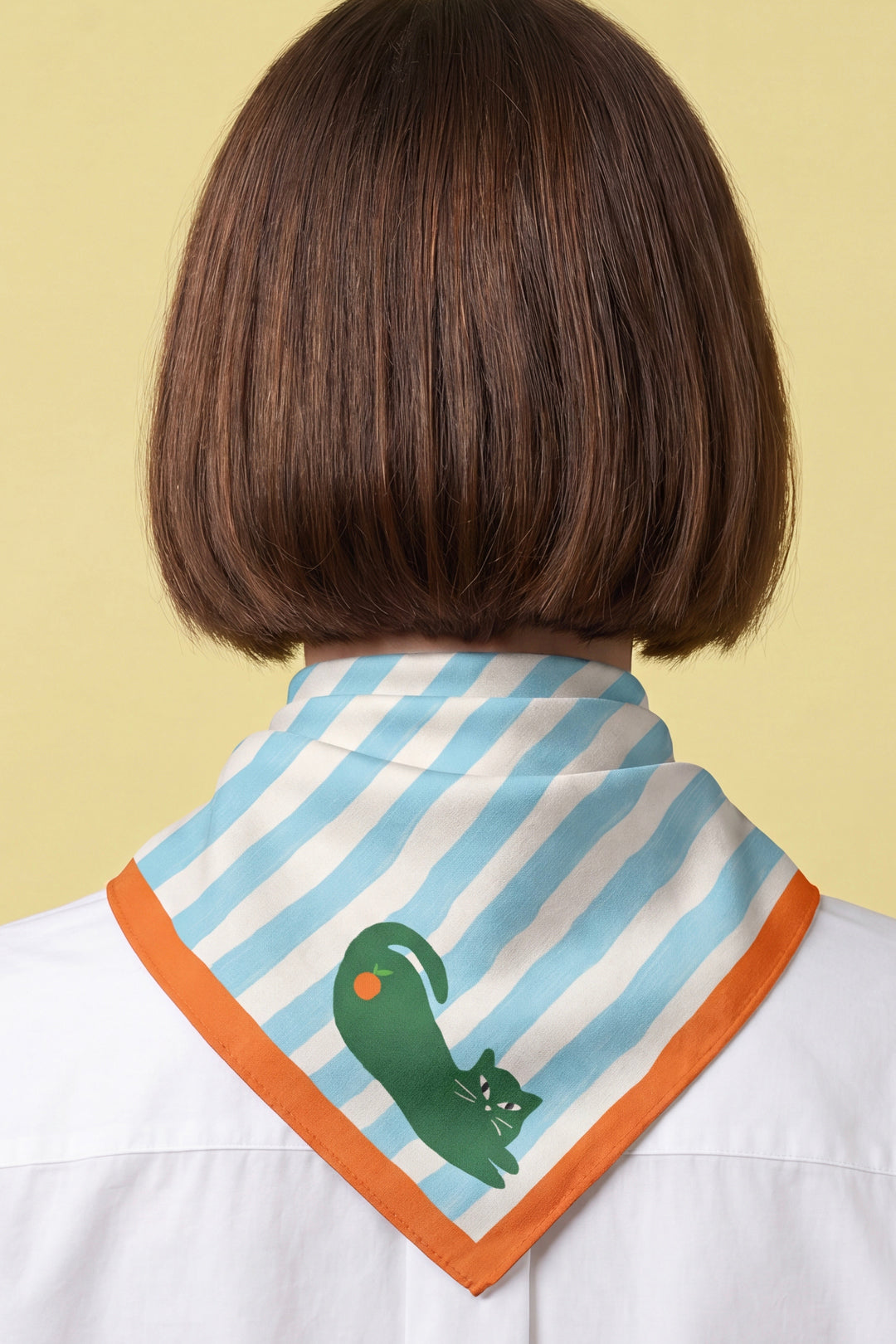 Green Cat Stripes Cotton Bandana