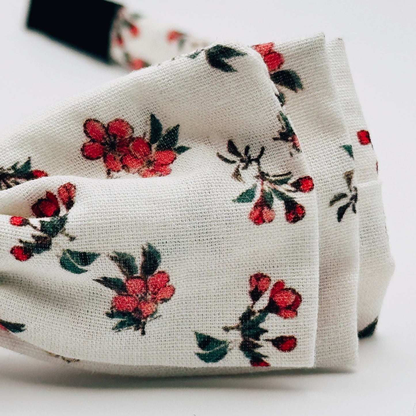 Three Little Bows Headband- Red Hypericum