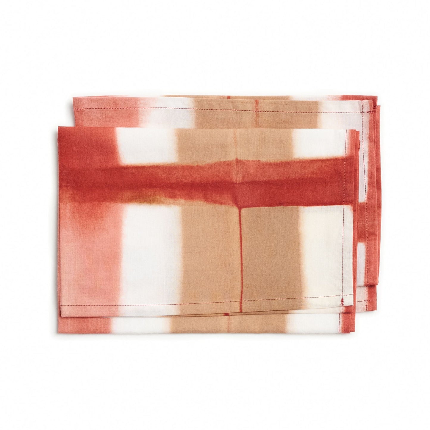 Chowk Red Cotton Hand Clamp Dye Artisanal Table Napkin ( set of 4 )