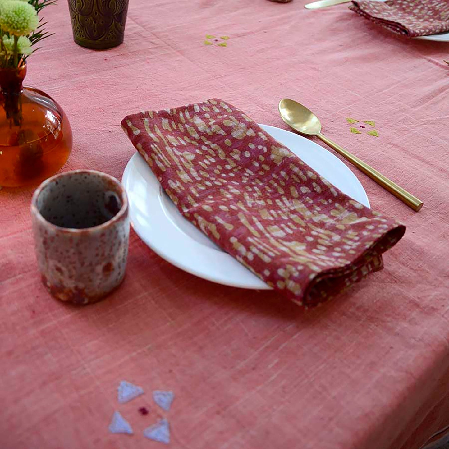Rustic Handmade Cotton Napkins (Set of 4) - Barkha Orange
