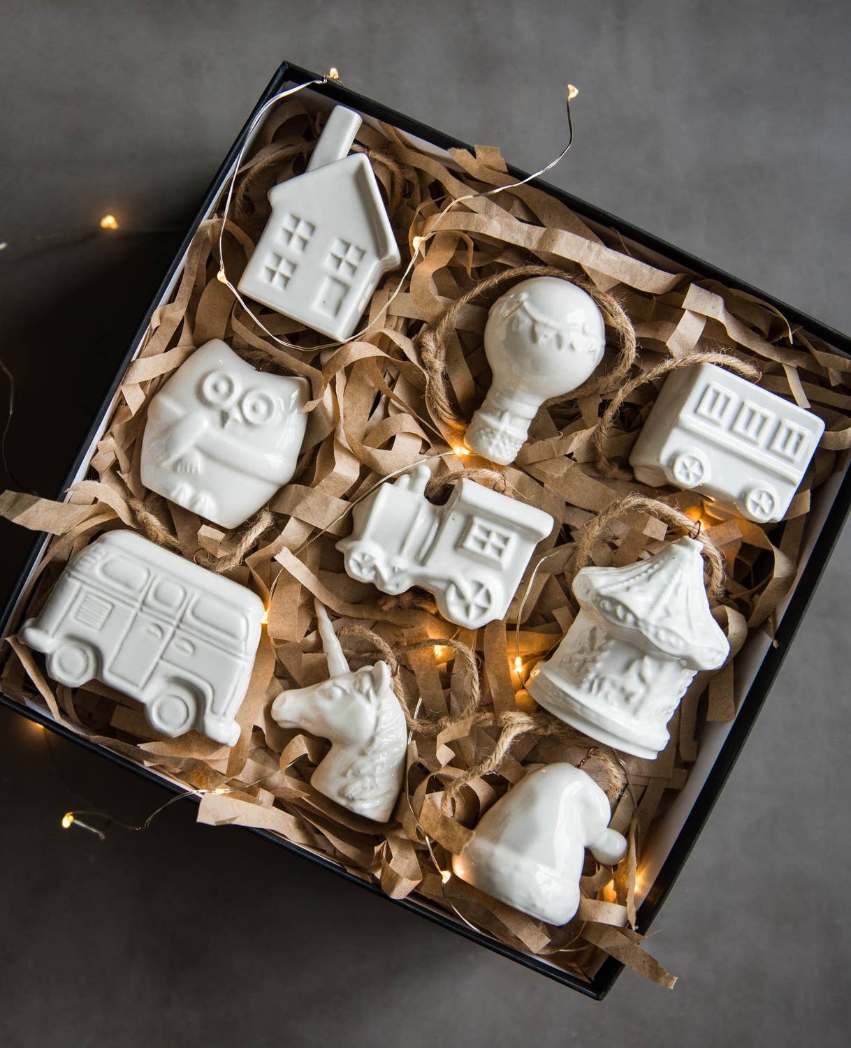 Handmade Porcelain Christmas Ornaments: Train Car