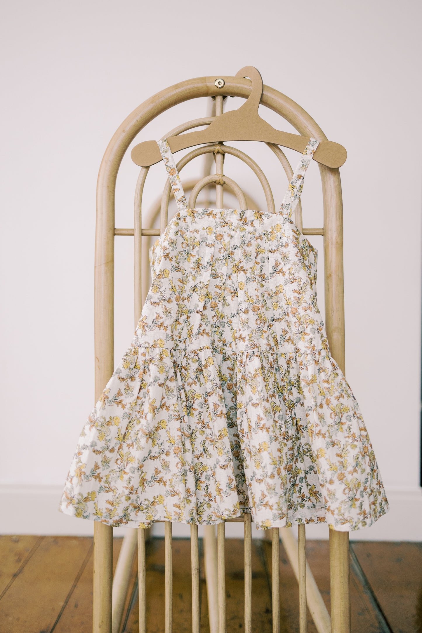Hikari Pintuck Dress- Mustard Sage Blossom