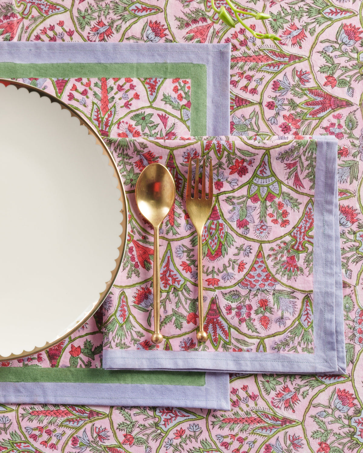 Pink Arch Blockprint Placemat, Set of 2