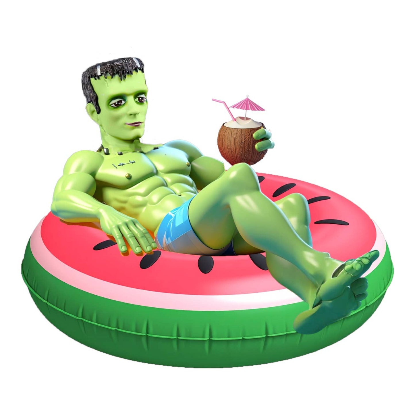 12" Frank Monster in Watermelon Float | Summerween Decor