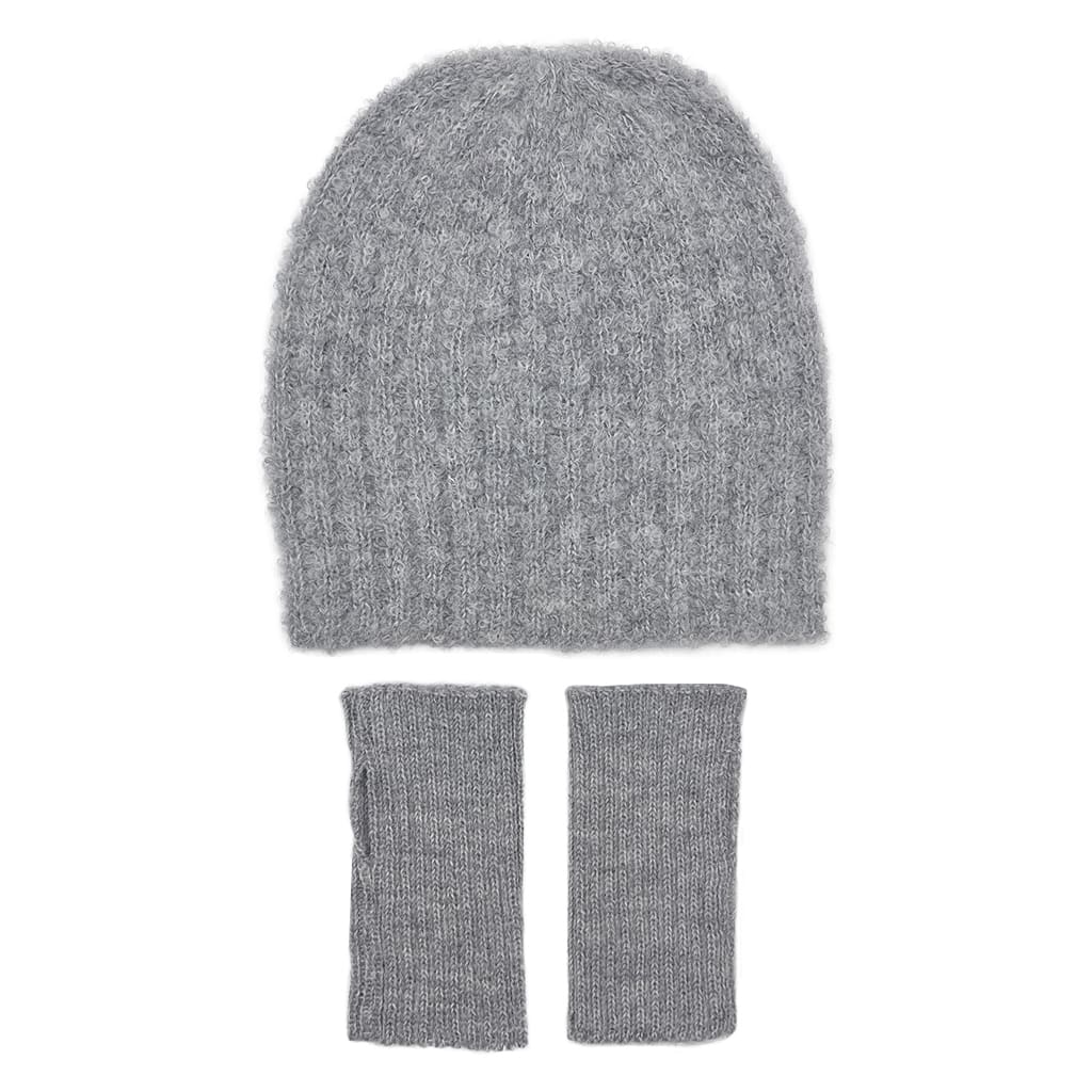 Gray Loop Knit Alpaca Beanie
