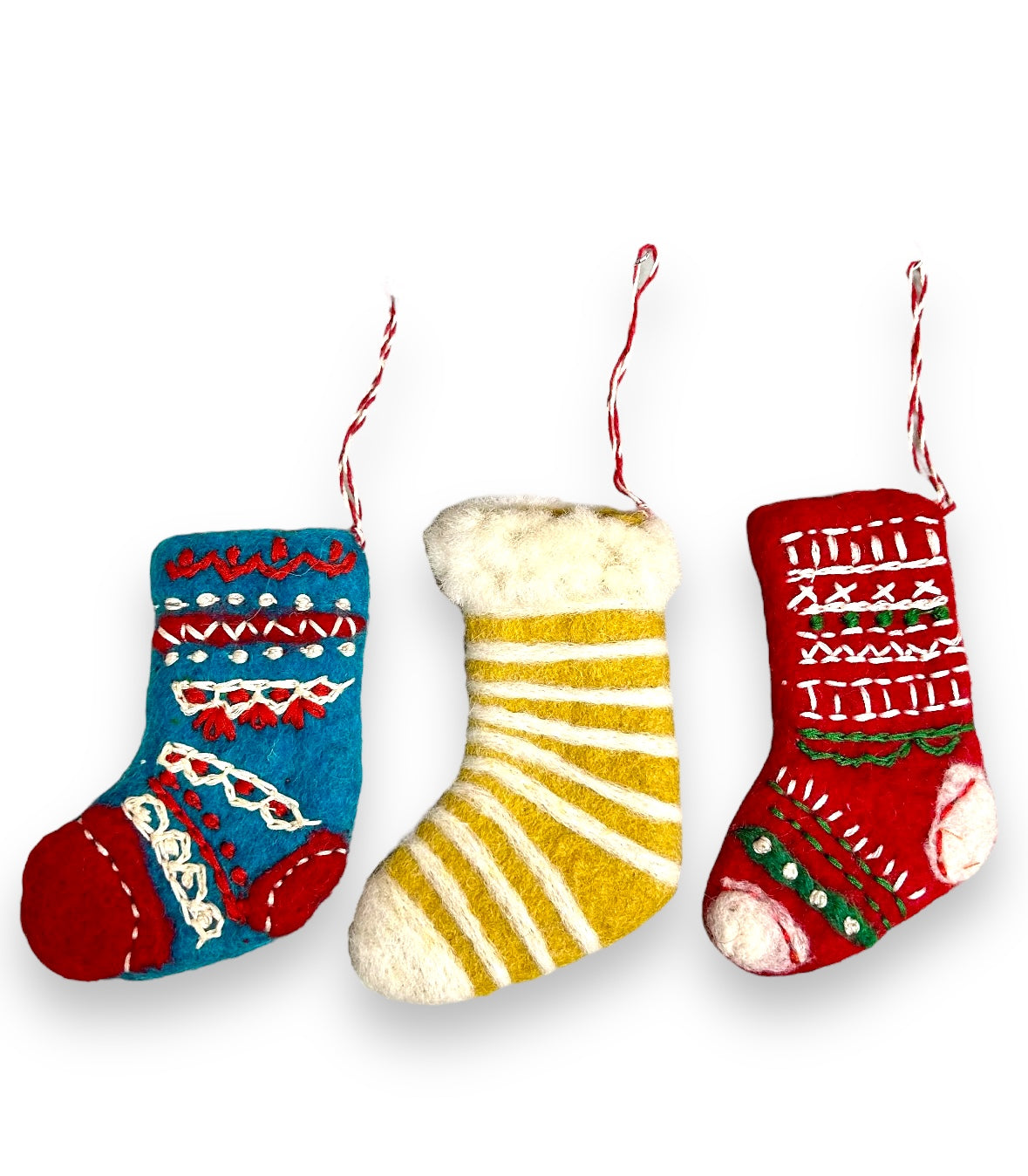 Felted Wool Set of 3 Stocking Ornaments