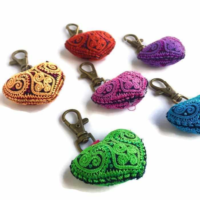Heart Hmong Embroidered Zipper Pull | Keychain - Thailand