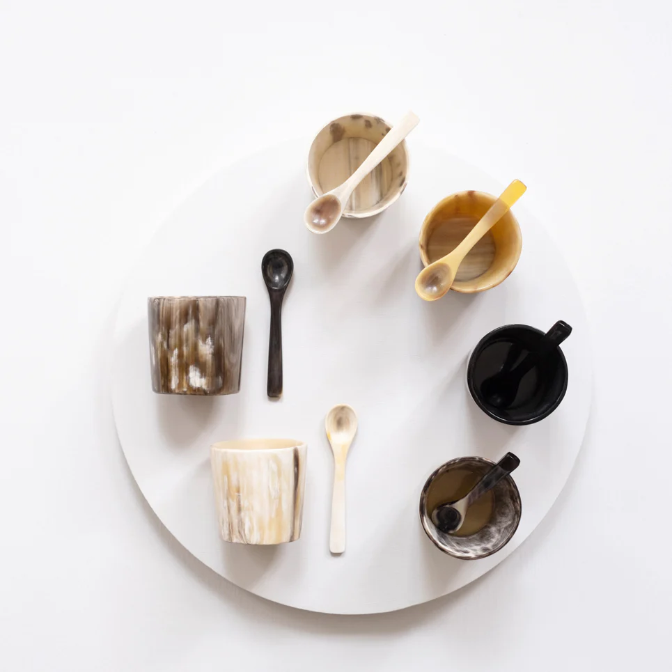 Ankole Horn Salt Cellar + Spoon Set