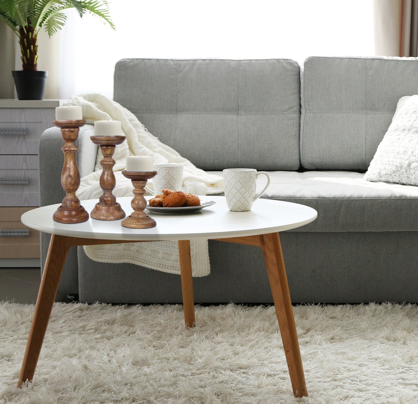 Tuli Pillar Candleholder Set - Medium Brown