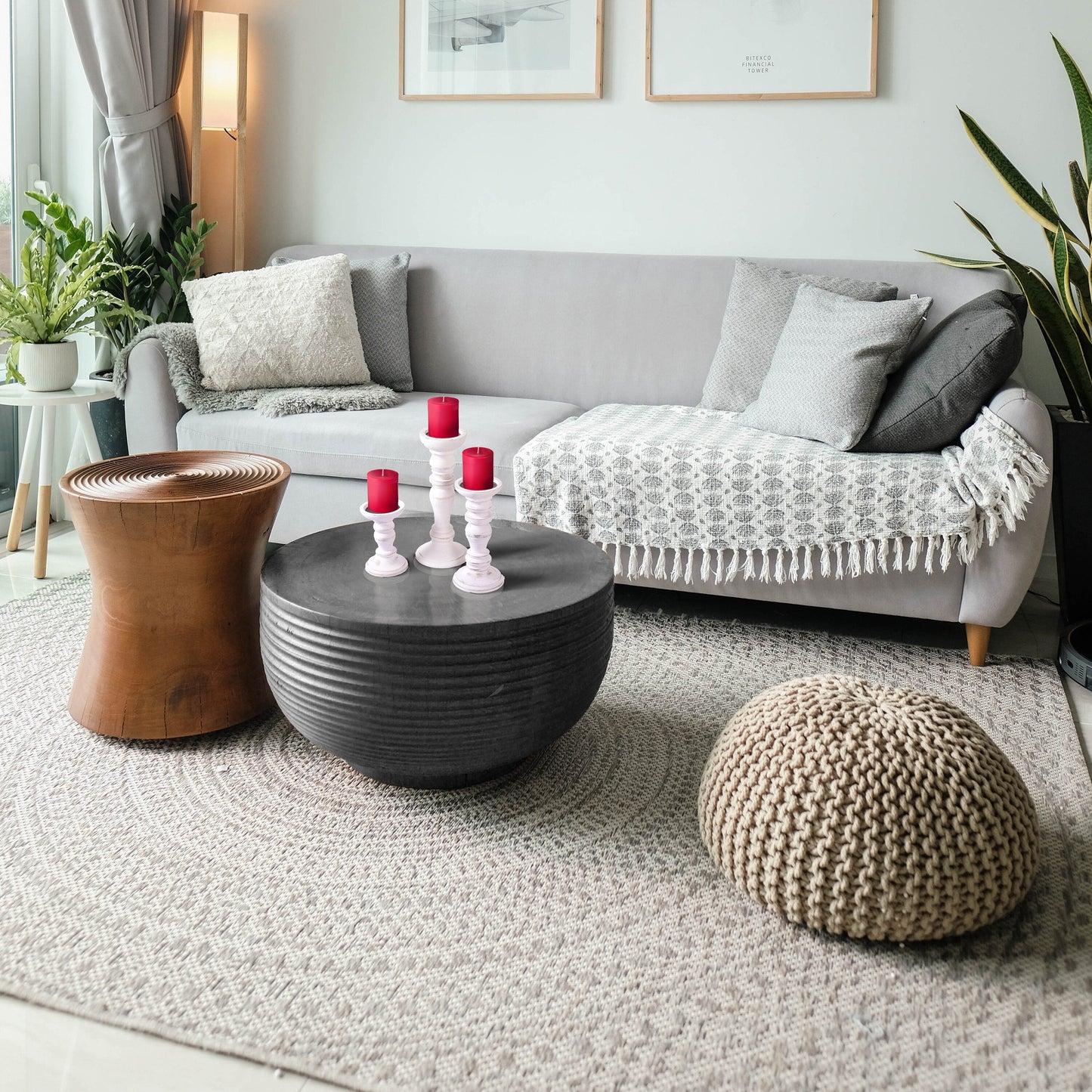 Aisha Pillar Candleholder Set - Whitewash