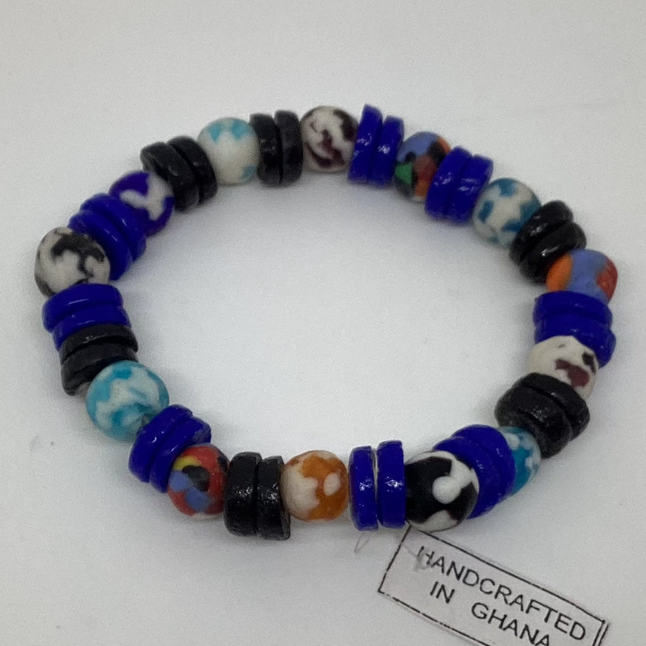 Stretchy Recycled Glass Bead Bracelet