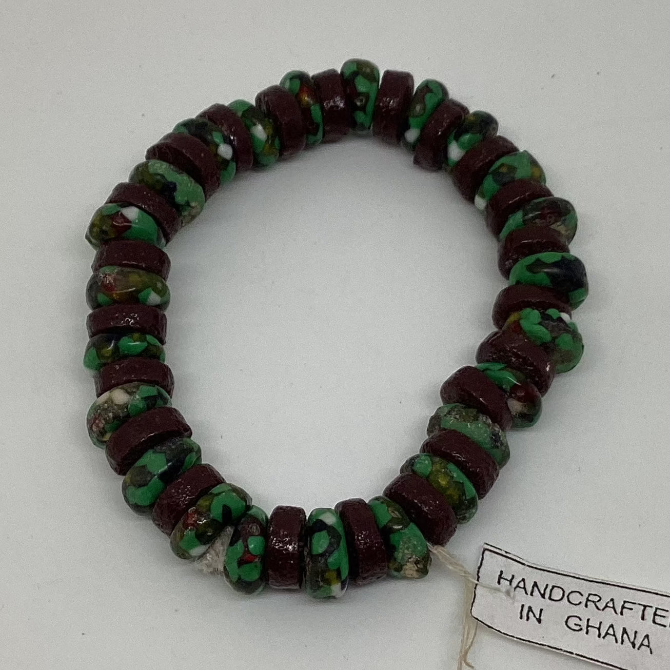 Stretchy Recycled Glass Bead Bracelet