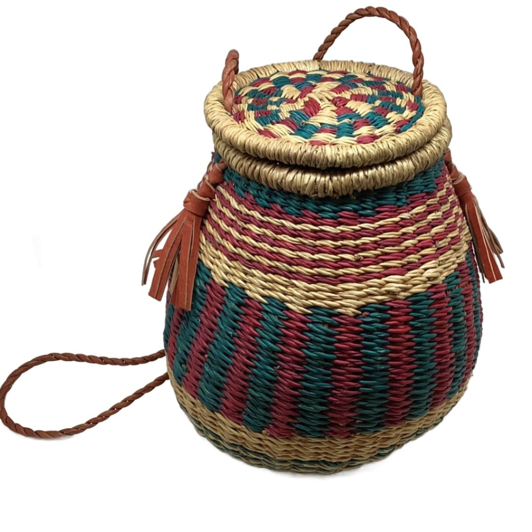 Bolga Basket Purse With Lid