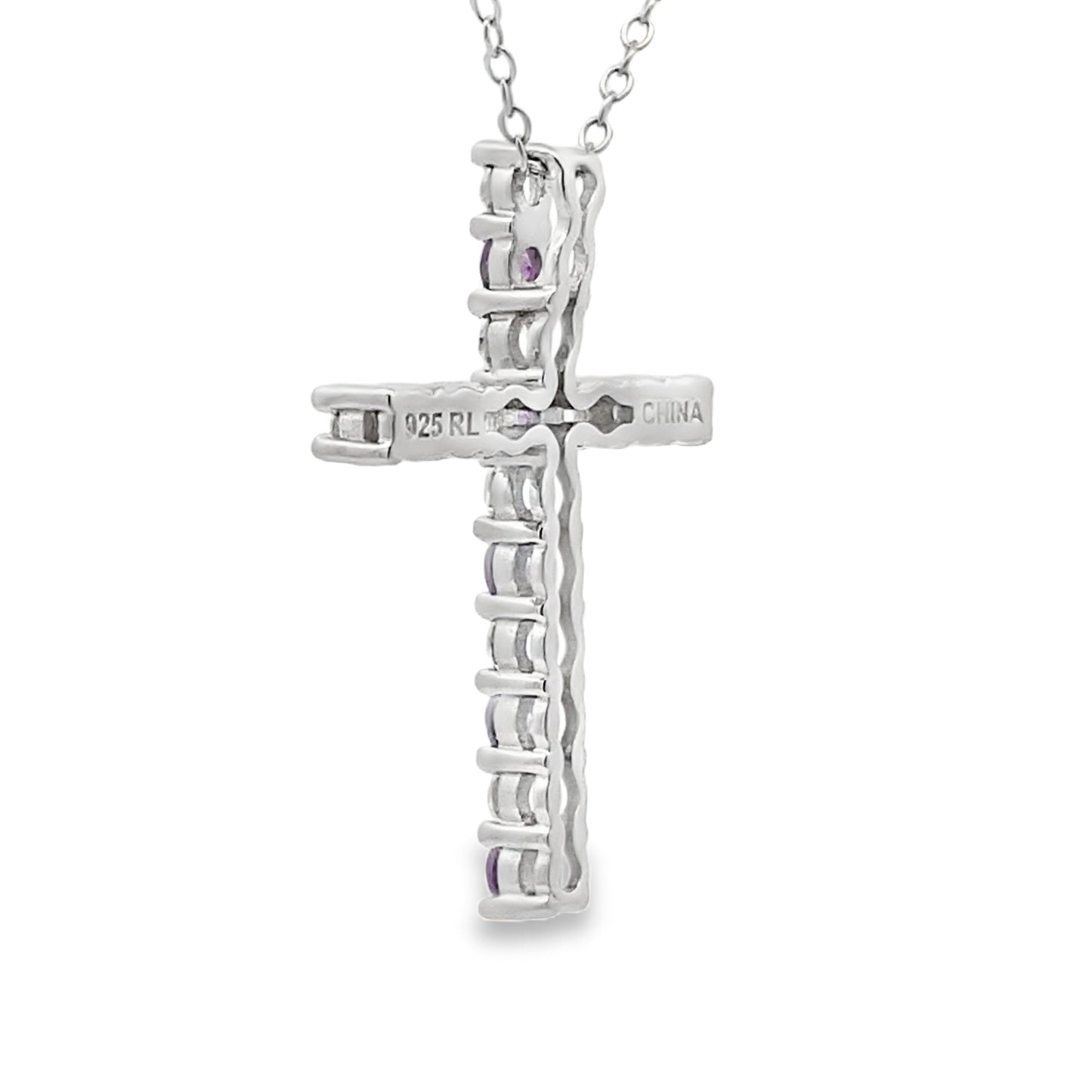 .50ct Amethyst Cross Religious Pendant Sterling Silver