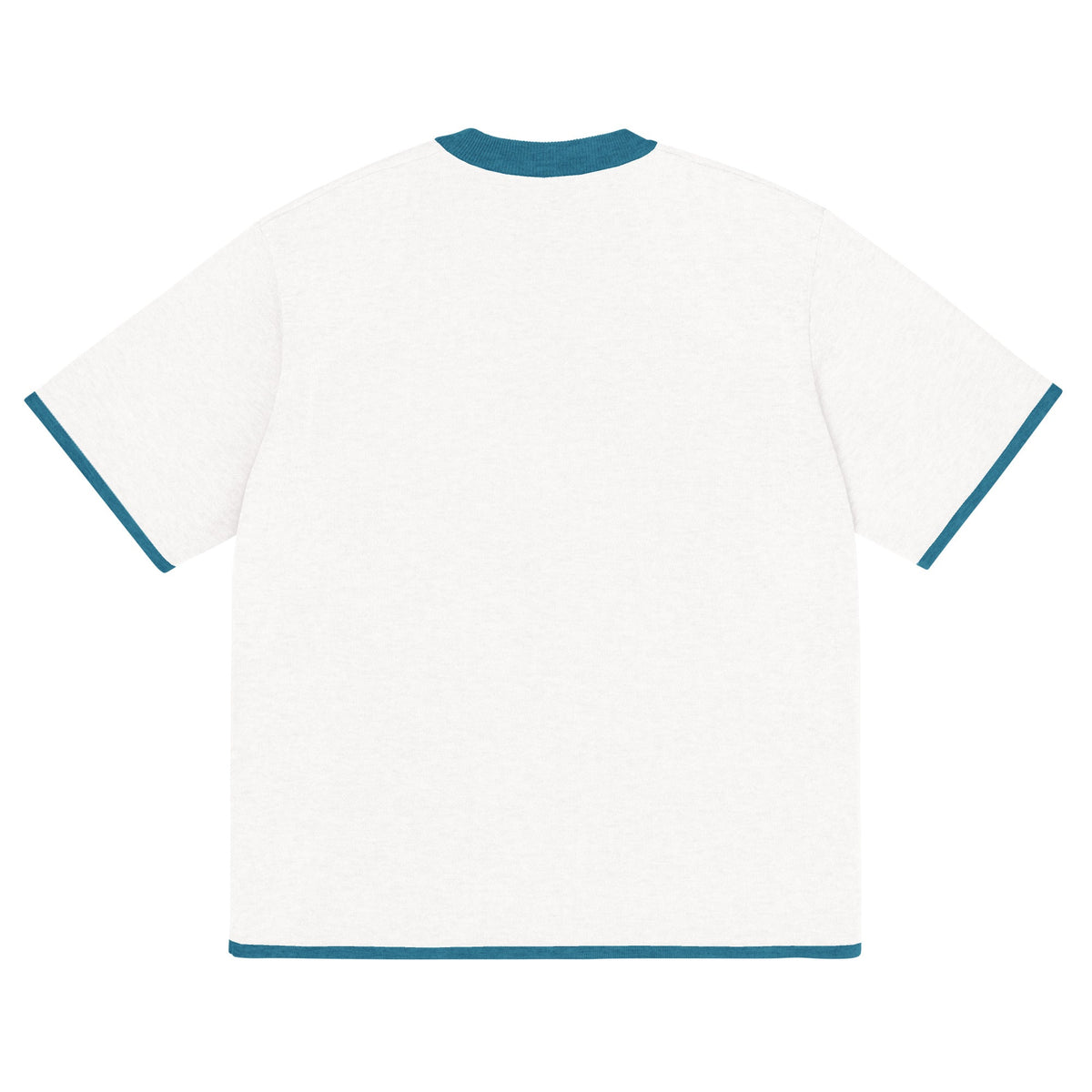 Bleach White with Aqua Blue Trim Knitted classic tee