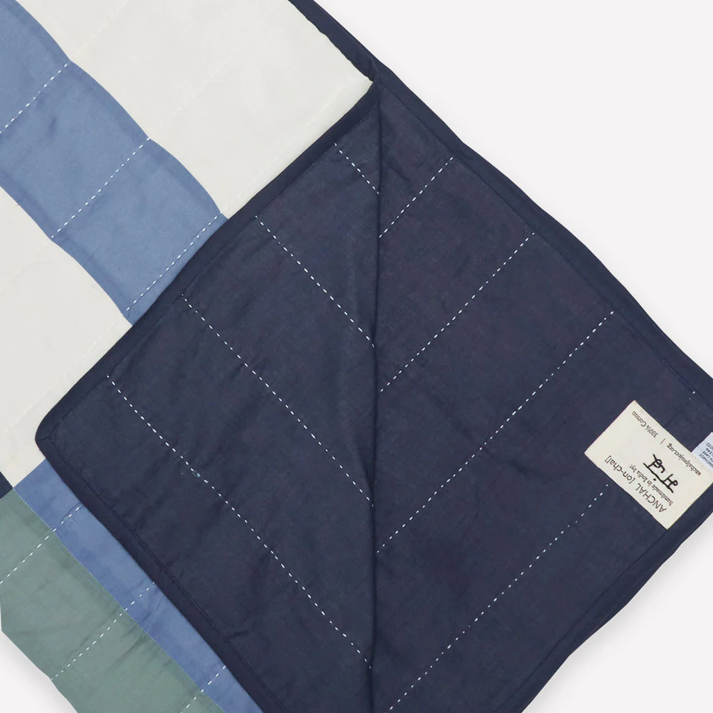 Kantha Quilted Throw Blanket | Multi-Check