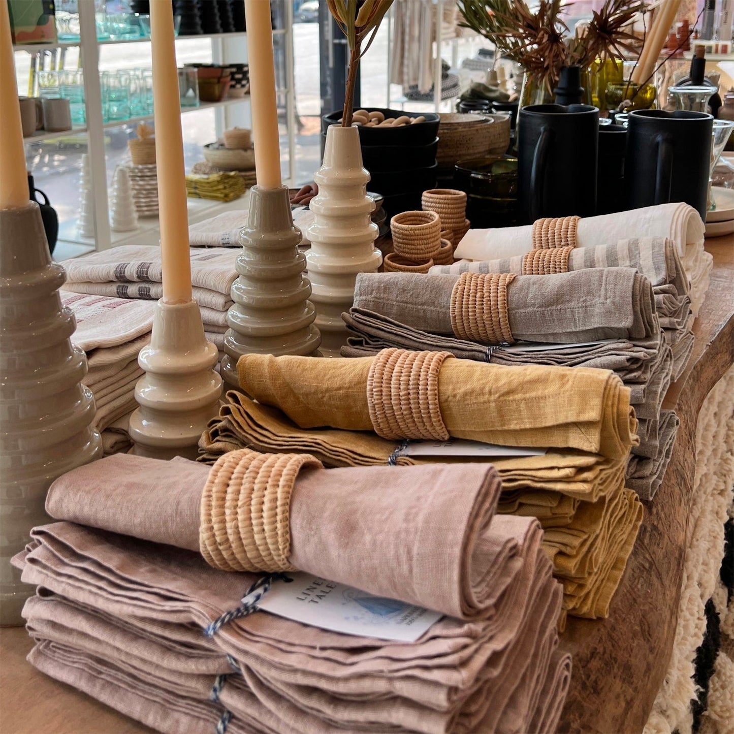 Handwoven Raffia Napkin Rings | Set of 2