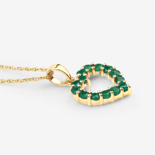 0.48 Carat Genuine Zambian Emerald 10K Yellow Gold Pendant