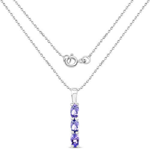 0.75 Carat Genuine Tanzanite .925 Sterling Silver Pendant