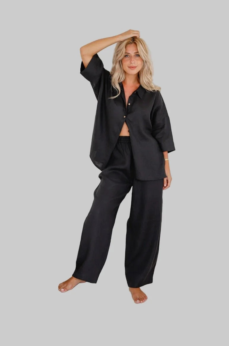 Pure Flax Linen Pajama Set - Breathable - Durable