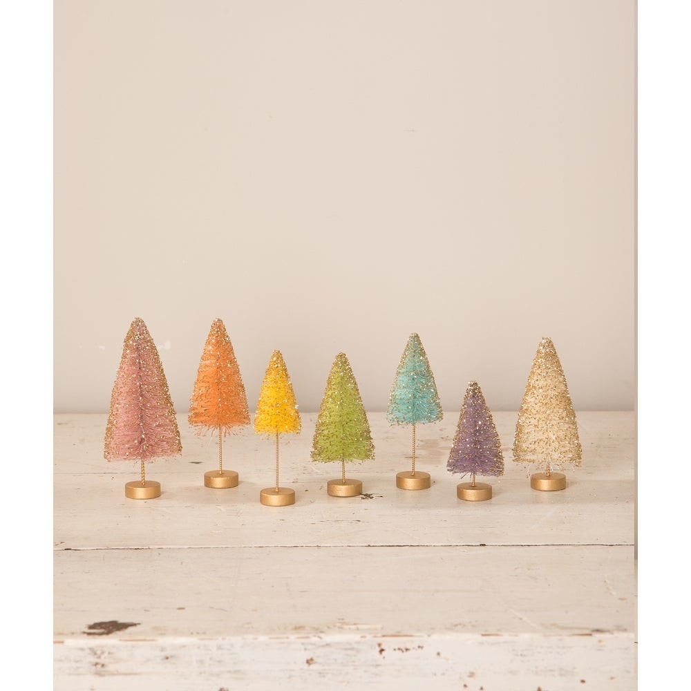 Pastel Rainbow Bottle Brush Tree Set of 7 by Bethany Lowe Designs