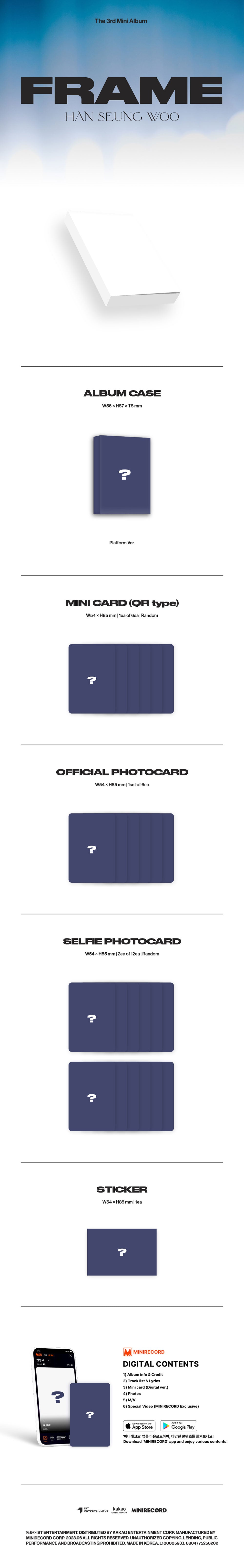 Han Seungwoo 3rd Mini Album - Frame (Platform Ver.)